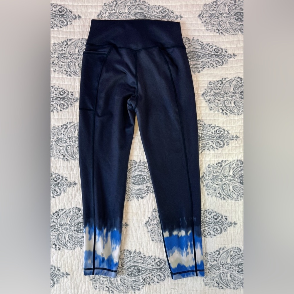 Sweaty Betty Power Leggings‎ Womens S Navy Blue Tie Dye High Waist Pocket Good